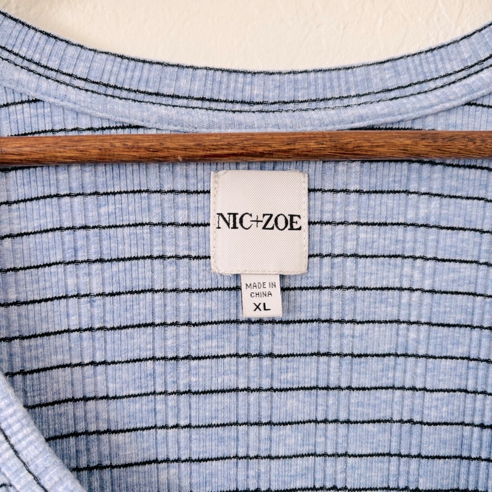 Nic and Zoe Blue Striped Women's‎ Scoop Neck Top - Picture 3 of 5